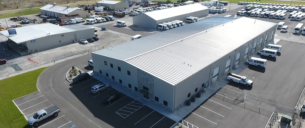 TESCO's Navarre office bus lot aerial view