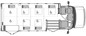 1 passenger with 7 wheelchair positions and 6 double foldaways