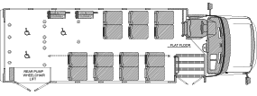 14 passenger with 3 wheelchair positions and 2 double foldaways