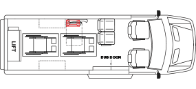 3 passenger + 2 wc or 5 passenger + 1 wc L-track parallel with van, Freedman seats
